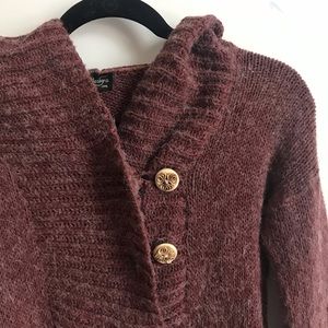 Cozy Boho Hoodie Wool Button Sweater
